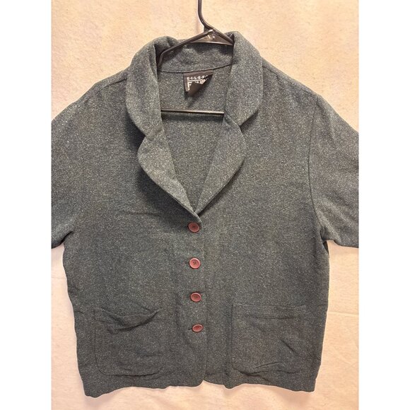 Eileen Fisher Womens Blazer Size 2 Gray Rayon Silk Wool Blend - Picture 2 of 10